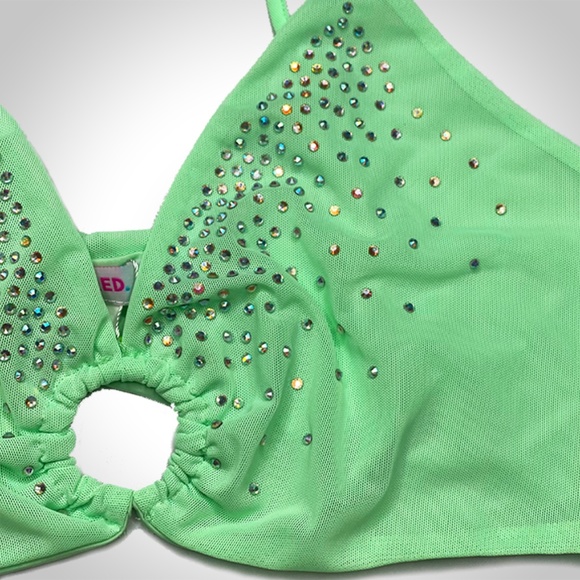 Elsie & Fred Neon Mint Mesh Triangle Top - Picture 2 of 4